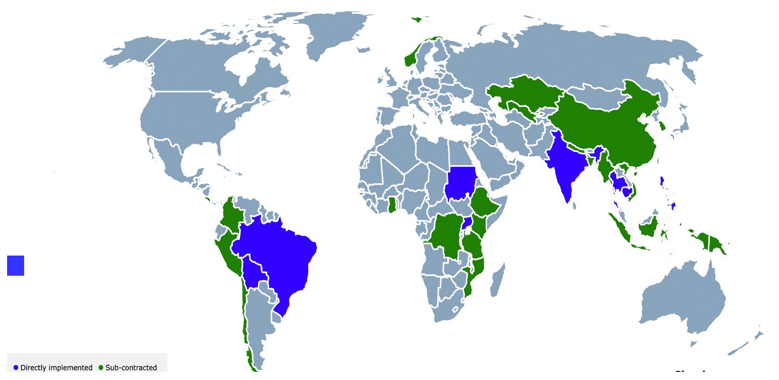 DIMES-Global World Experience Map showing project implementations globally